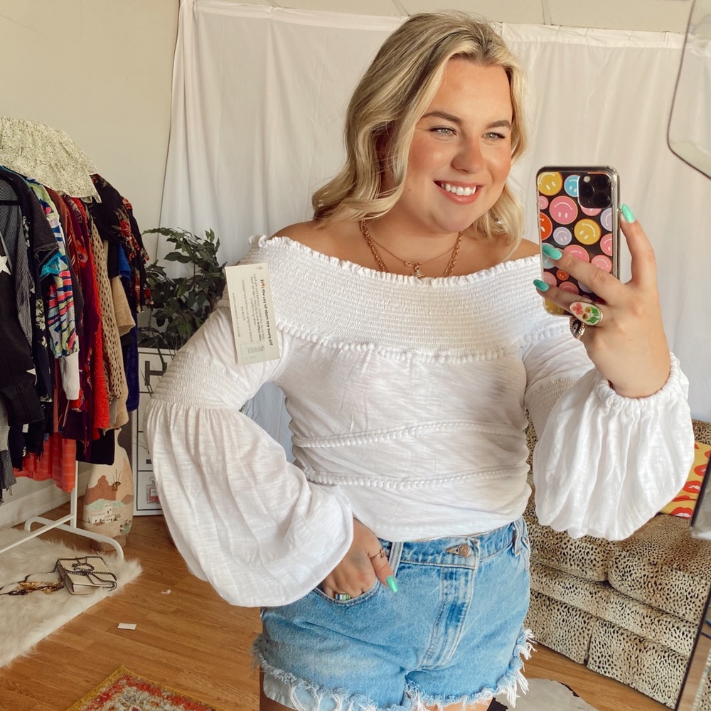 NWOT pitusa white off shoulder flow blouse